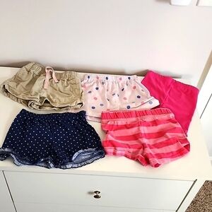 18m girls' shorts set. 5 pk.Circo,Garanimals , carters .pink,blue,khaki